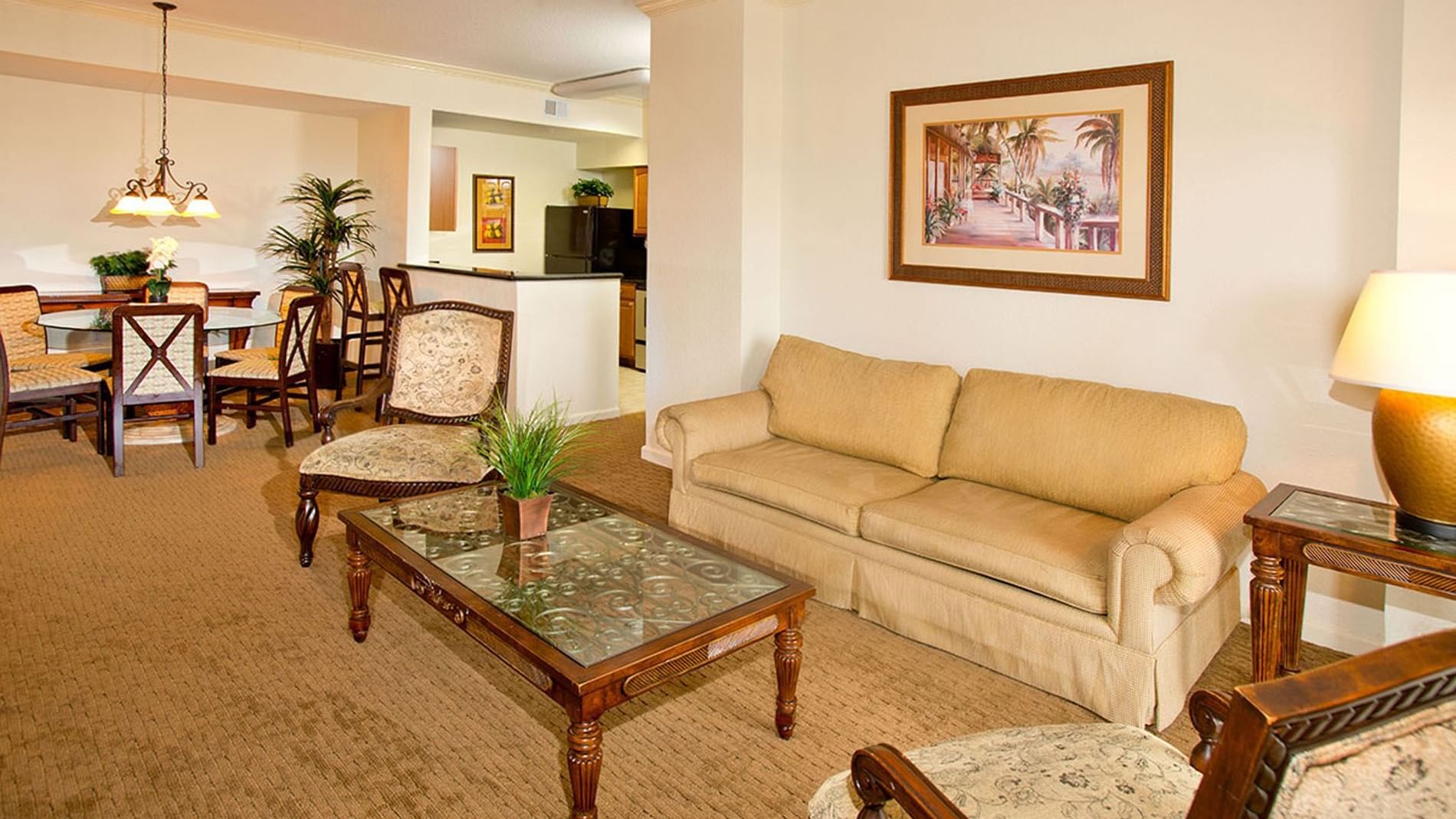 Living area with sofa in 4-Bedroom 4-Bath Large Suite at Lake Buena Vista Resort Village & Spa