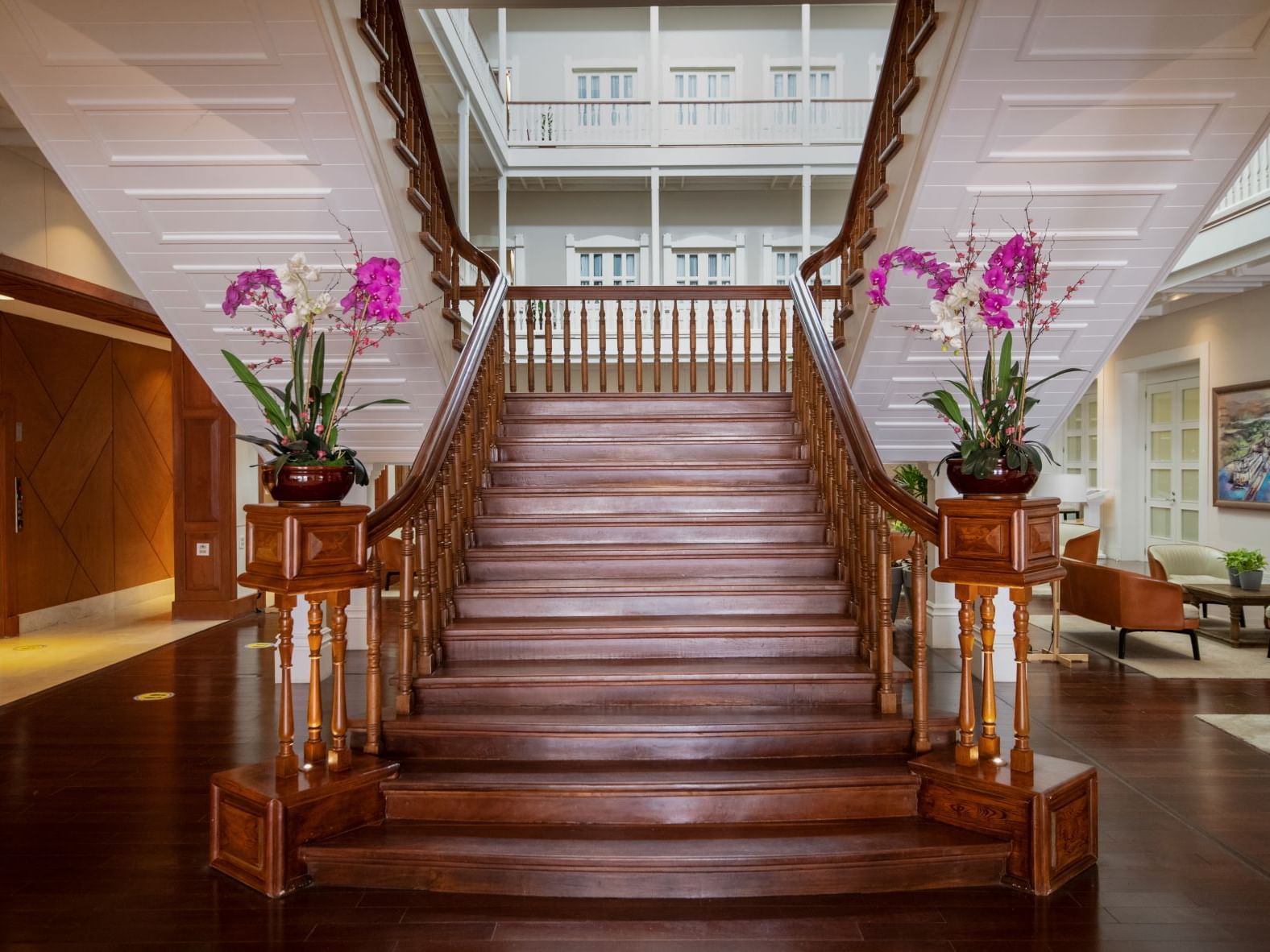 Central Hotel Panama Casco Viejo Grand wooden staircase,