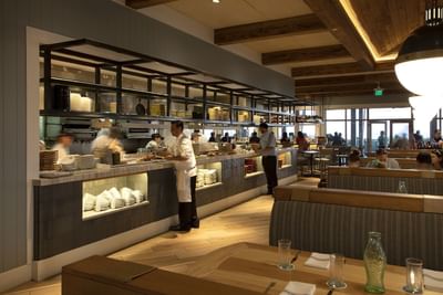 Open air kitchen inside the restaurant