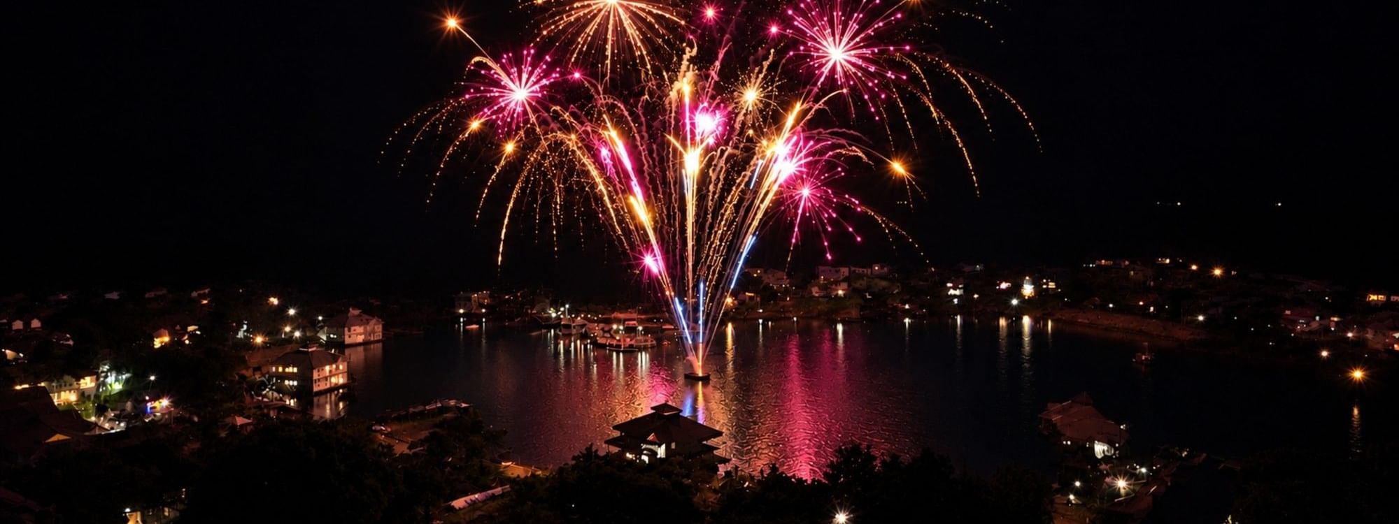 Fireworks on the lagoon at Novotel Sunshine Coast Resort