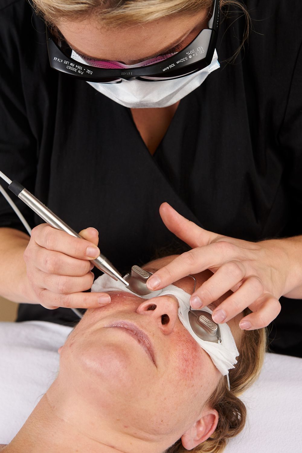 Close-up of Doctor doing Laser Genesis at Nita Lake Lodge