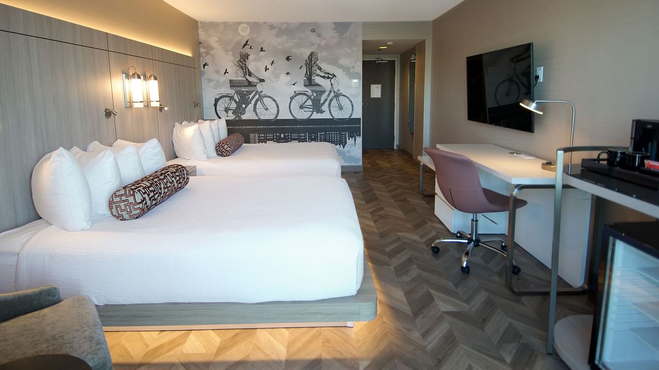 Hotel guestroom with two queen beds