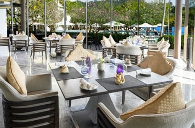 Table arrangements in Terrace at The The Danna Langkawi