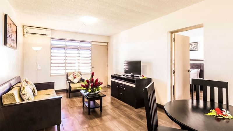 Interior of the living area of a Suite at Tokatoka Resort