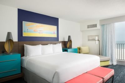 a bed in a hotel room