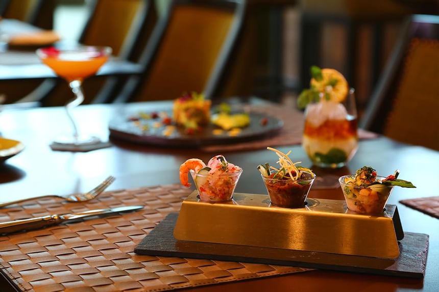 Seafood cocktails served at Sanis Bar in Delfines Hotel