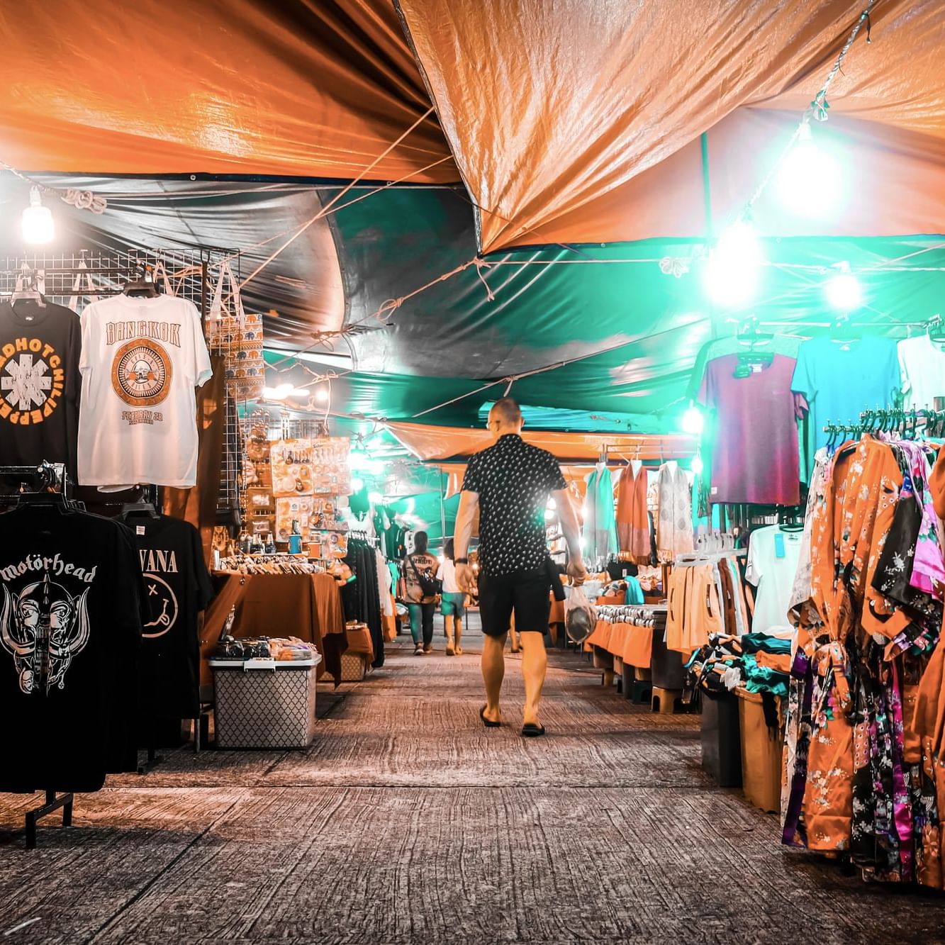 Karon Temple Night Market with clothing shops