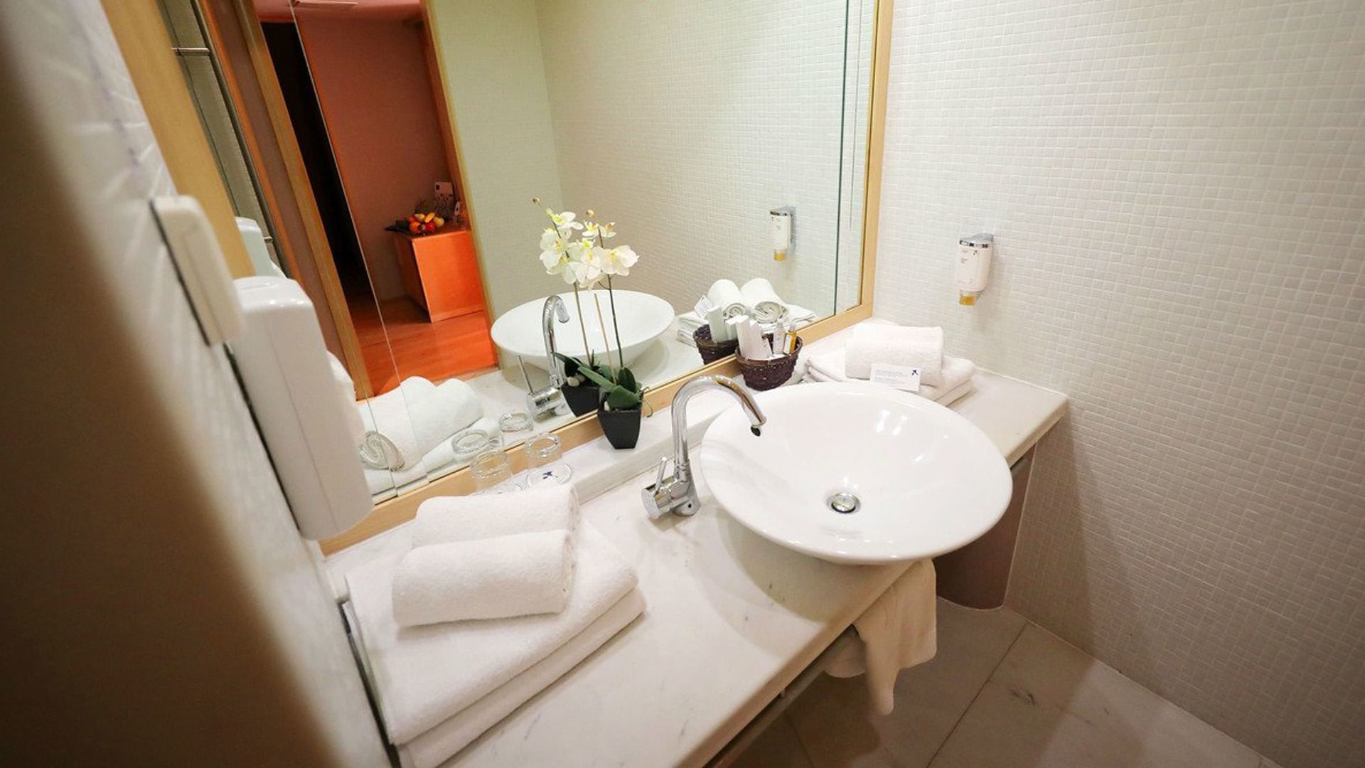 Bathroom vanity, Standard Family Room at Falkensteiner Hotels