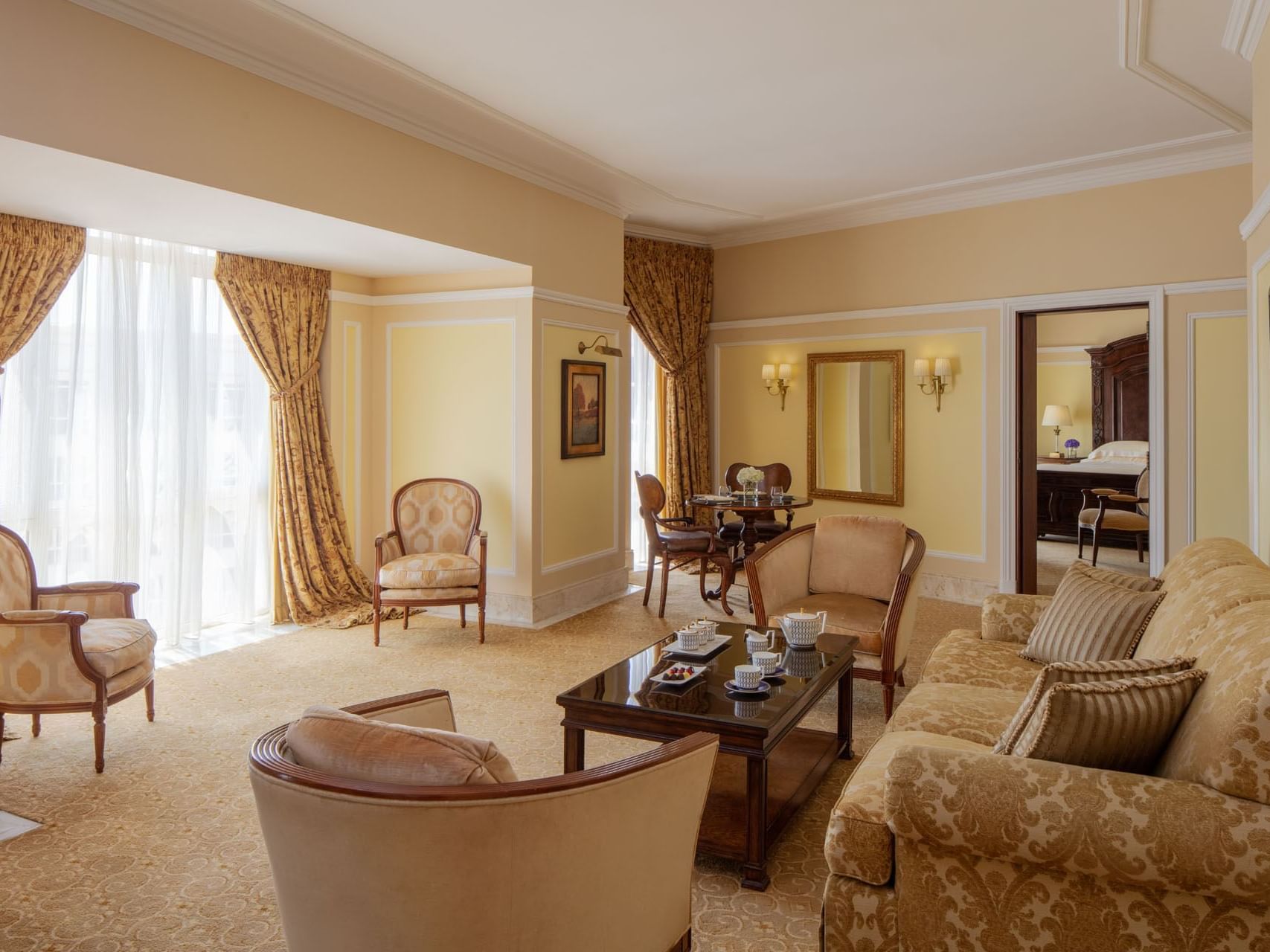 Living area with sofas in Diplomatic Suite at The Regency Hotel