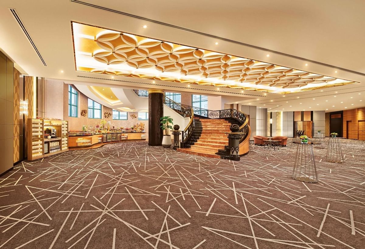 Staircase, buffet & cocktail set-up at Sunway Resort