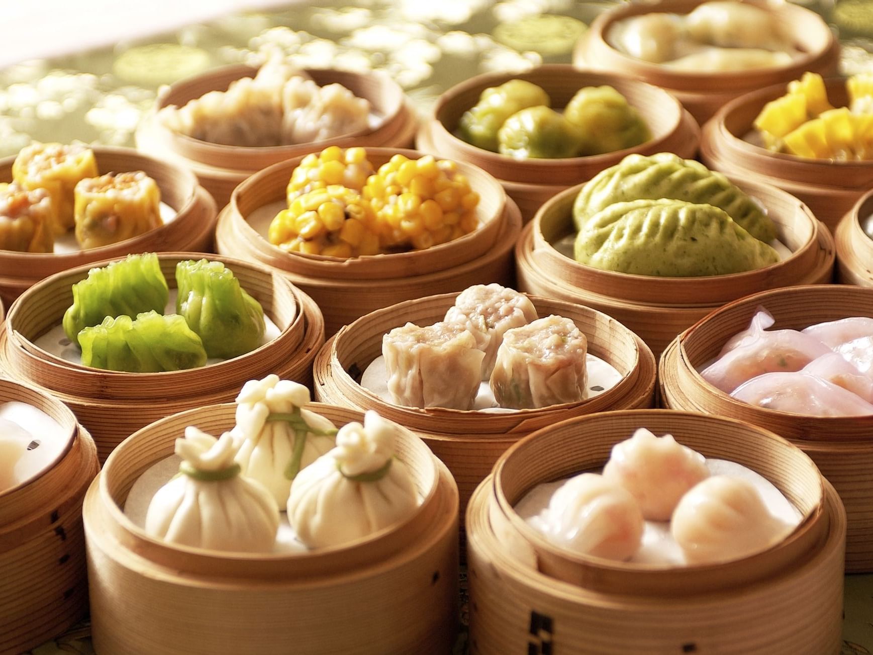 Closeup of Dim Sum dishes in Barocco at Royal Rose Hotel
