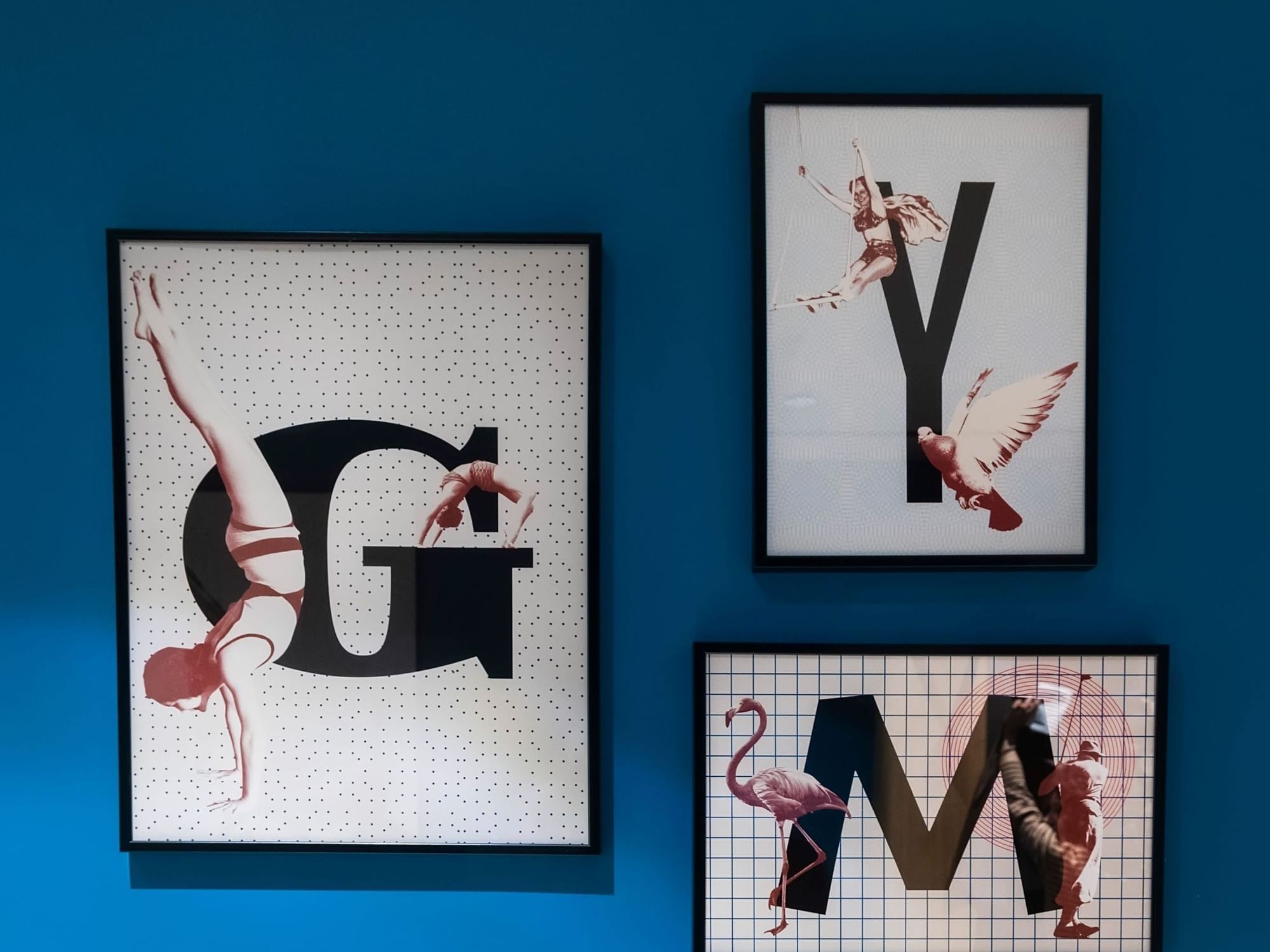 G, Y & M wall letters hung in Fitness Room, Urban Hive Milano