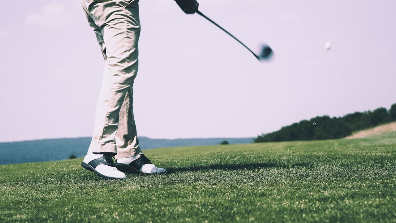 Golfer taking a shot