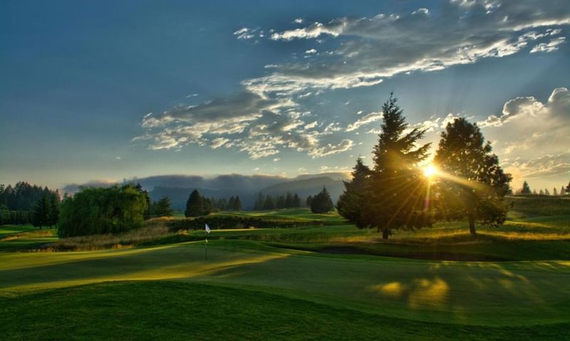 Sunset across the Elk Ridge Golf Course at Carson Hot Springs