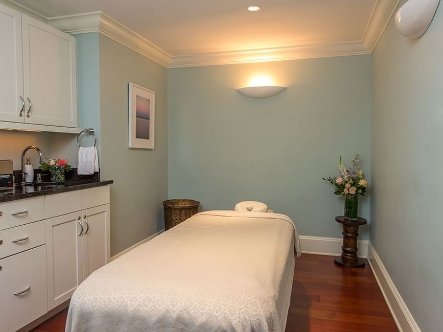 A massage bed in a Spa at The Breakwater Inn & Spa