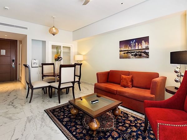 Dining area and living area in Master Suite King Size Bed Diamante View at Mundo Imperial