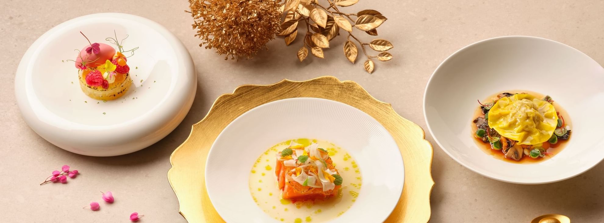 Close-up of fine dishes saved at The Fullerton Bay Hotel Singapore