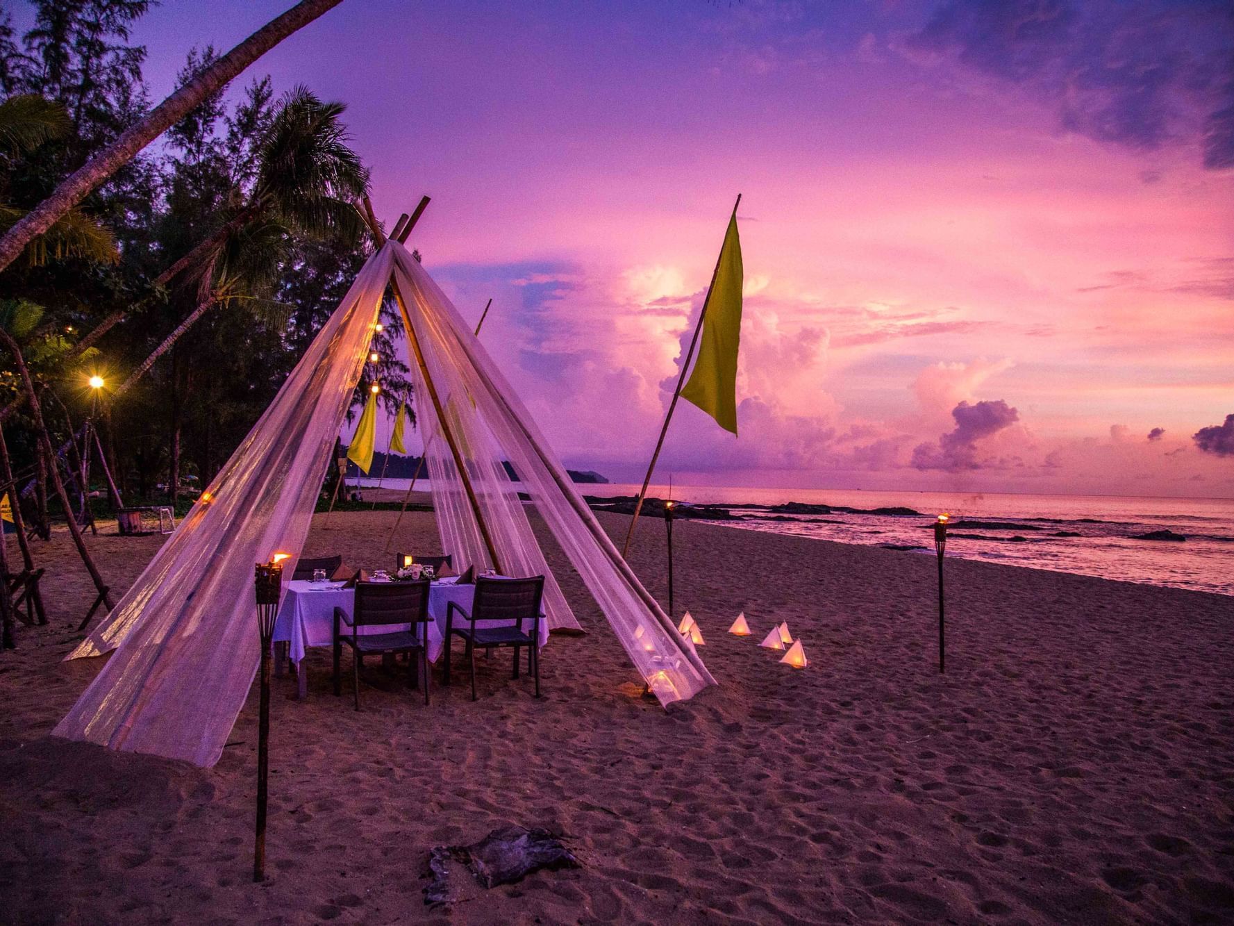 Romantic beach dining area at Danna Langkawi Hotel