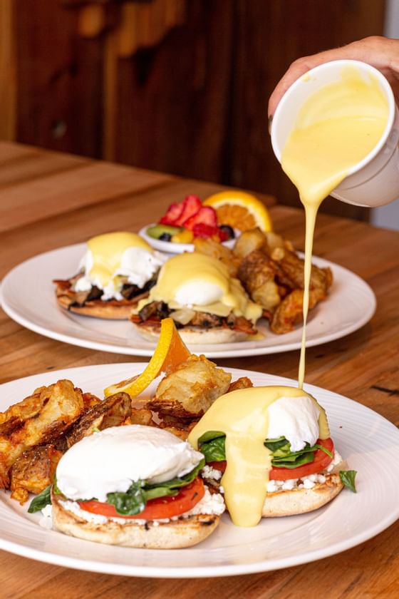 chilled cork style eggs benedict brunch at the chilled cork