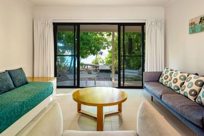 Living Space with couches in Beach House at Heron Island Resort