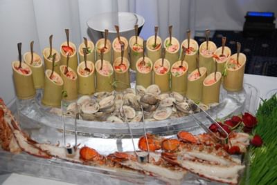 Close up of buffet spread in a restaurant at UMass Lowell Inn