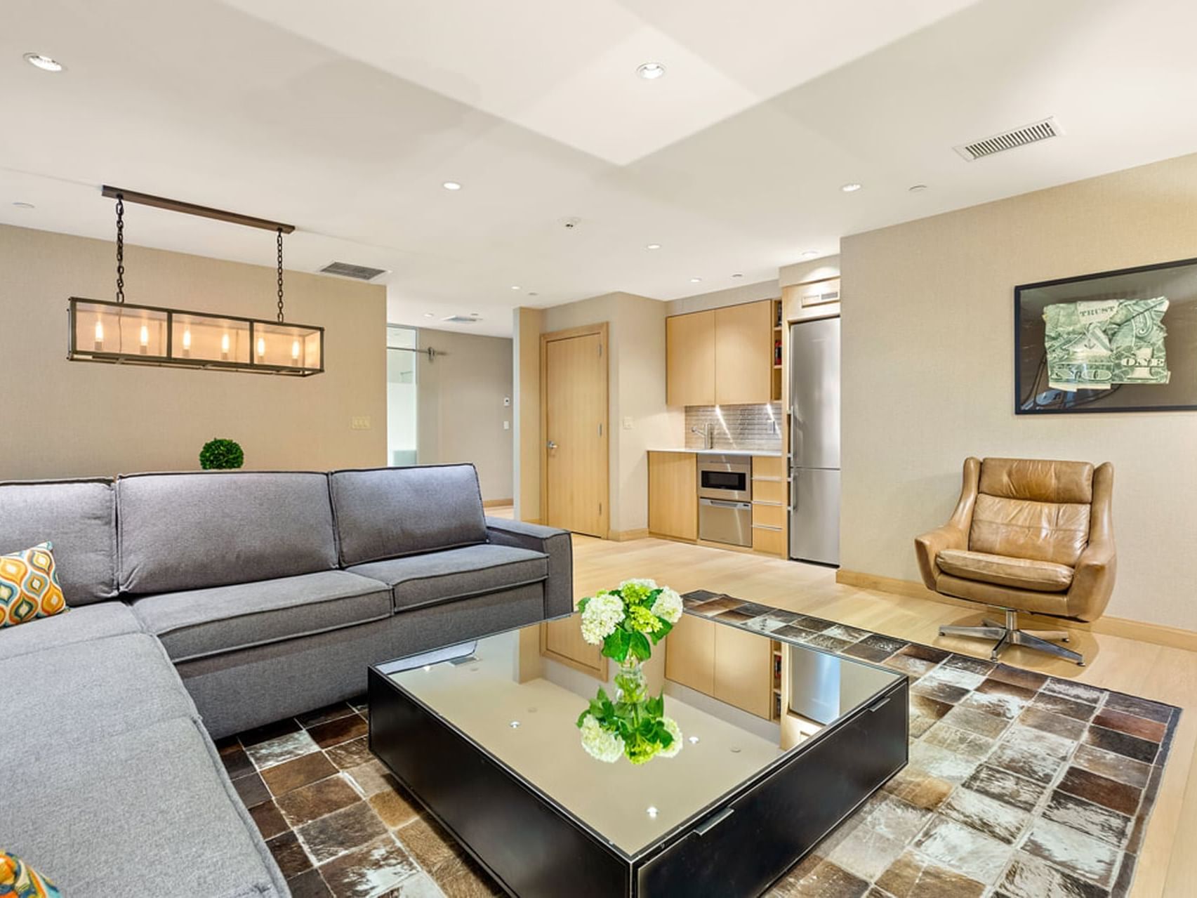 Modern Livingroom interior in VIP Suite at J House Greenwich 