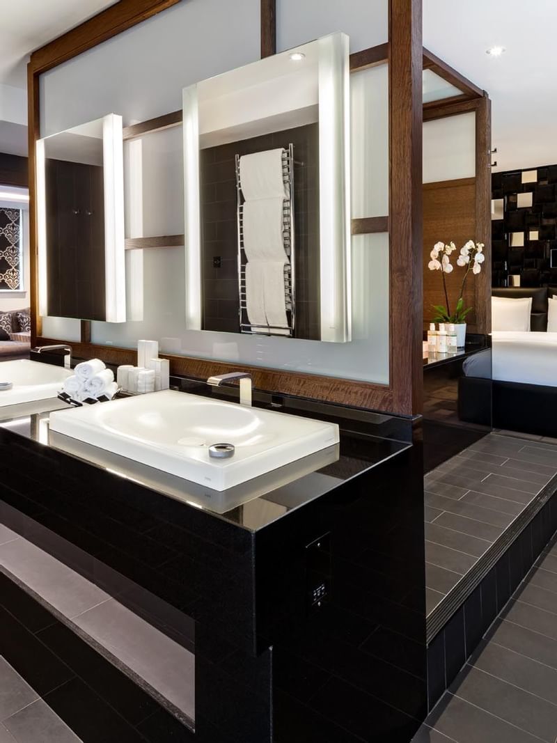 Bathroom vanities in a room at The May Fair Hotel London