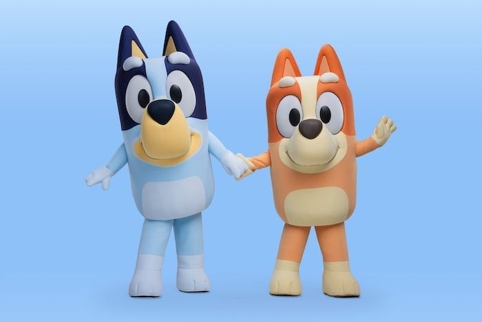 Blue and Bandit characters against a blue background.