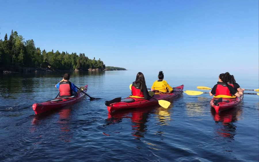 Group of people kayaking near Lutsen Resort