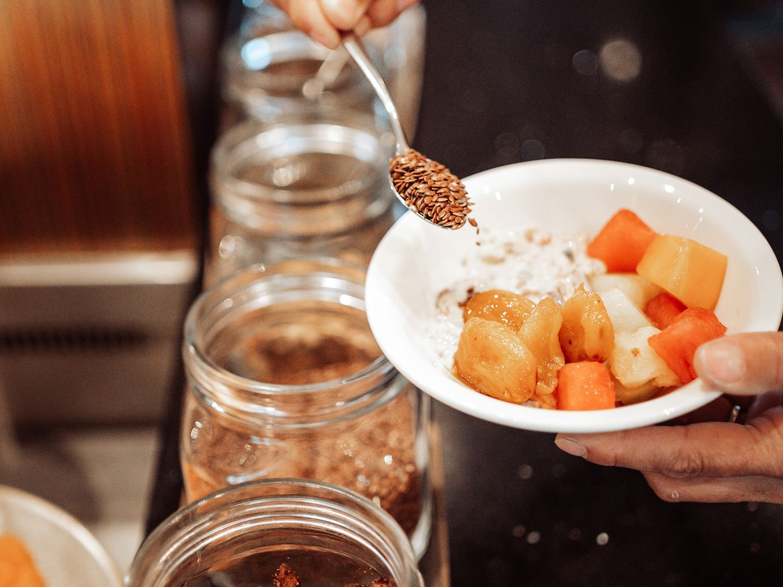 Close-up of serving breakfast in a restaurant at Grand Chancellor Hobart