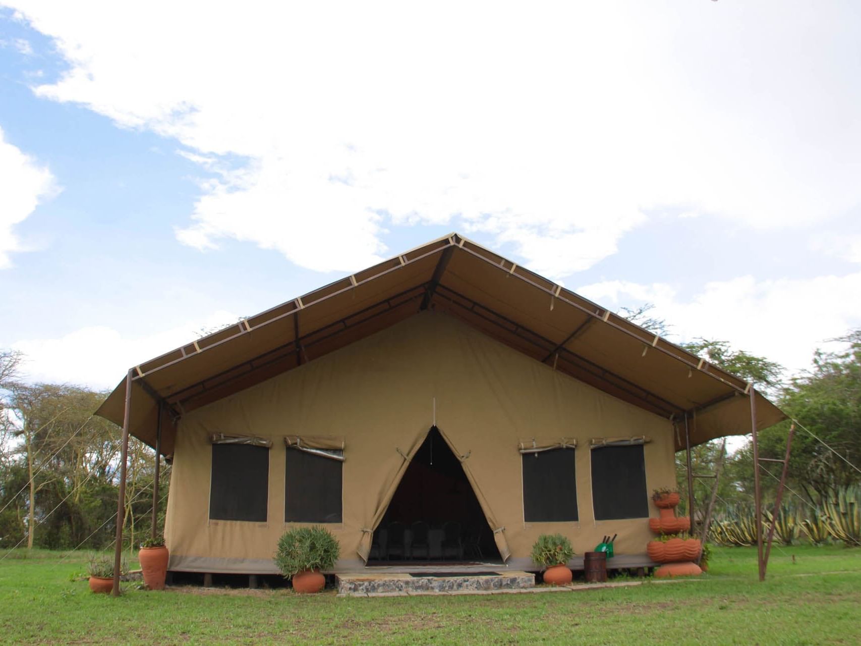 Exterior view of the Meeting Tent at Sweetwaters Serena Camp