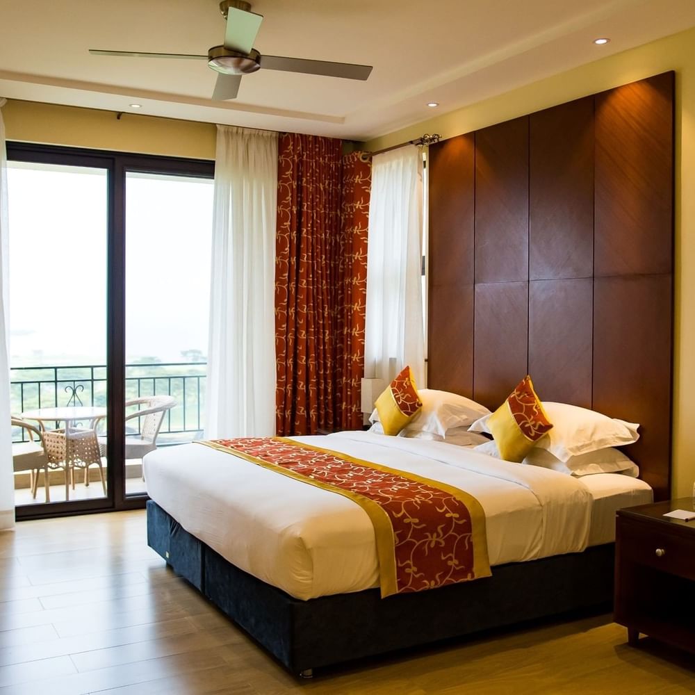 Spacious 3 Bedroom Apartment with balcony and modern decor at Lake Victoria Serena Golf Resort & Spa in Kampala.