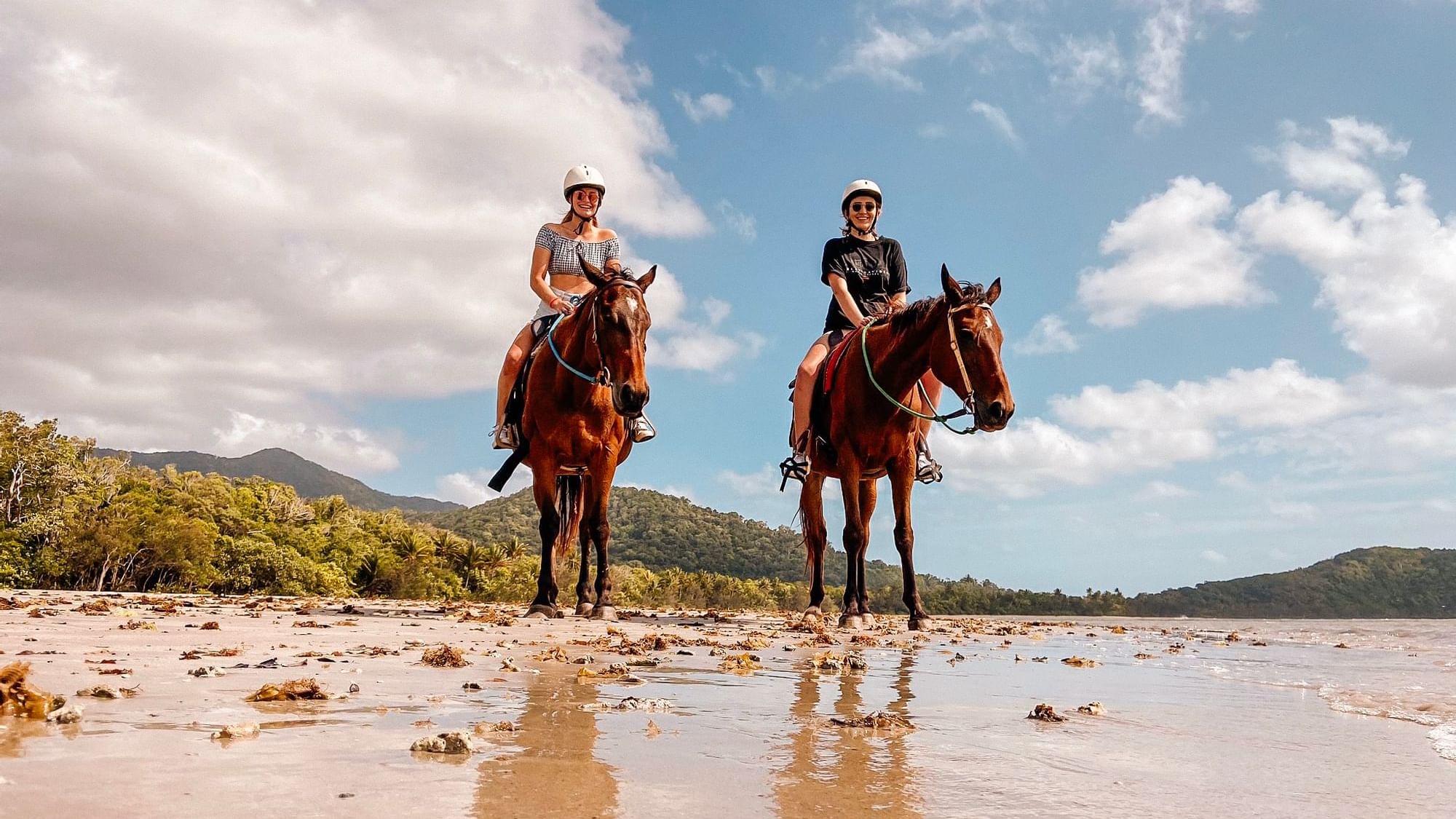Two people in cape Trib Horse Riding near Pullman Port Douglas Sea Temple resort & Spa