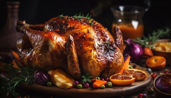 Christmas dinner turkey on a table, Pelangi Beach Resort & Spa