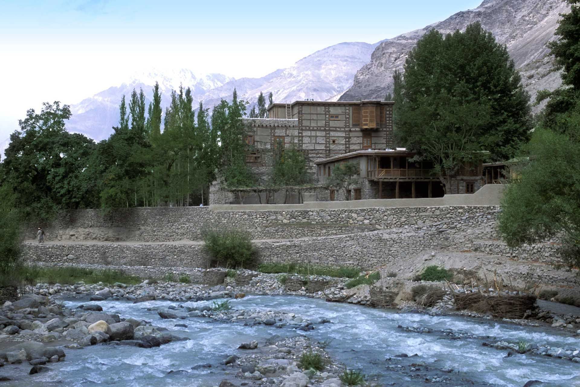 A distant view of the Hotel at Shigar Fort Residence