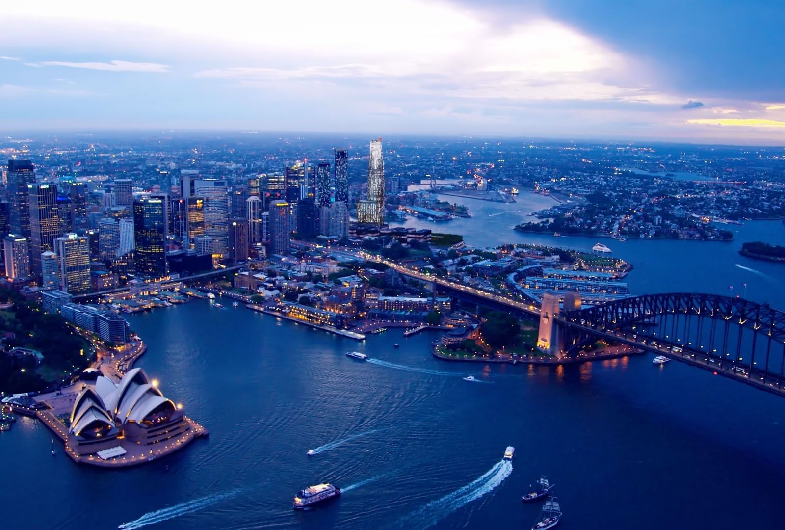 Aerial view of Sydney around the Crown Hotel Sydney