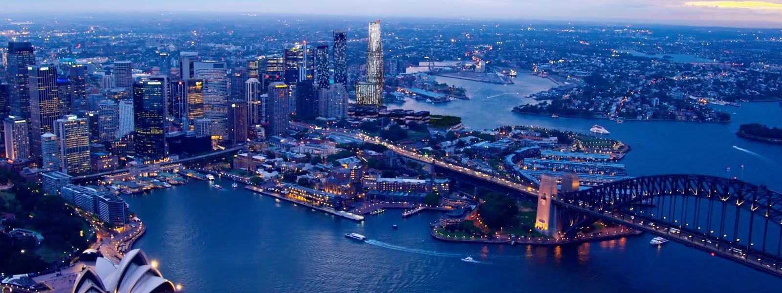 Aerial view of beautiful Sydney city near Crown Towers Sydney