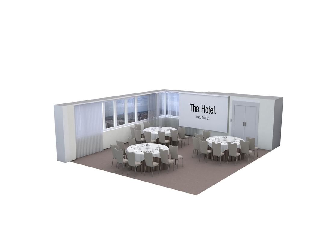 Plan en 3D de la salle de réunion Meet 26 Two à l'Hôtel Brussels