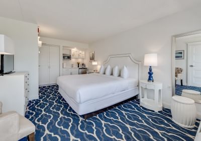 Interior of one of our Cape May hotel rooms with a King size bed