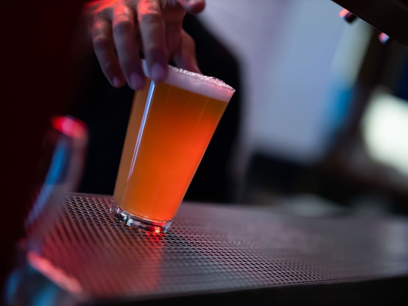 A glass of beer served at Media Sangre at Araiza Hotel Calafia