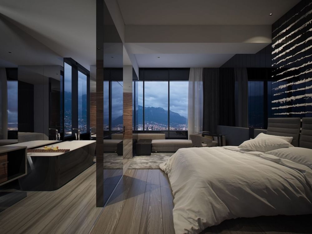 Handicap Room's kings bed at Live Aqua Urban Resort Monterrey