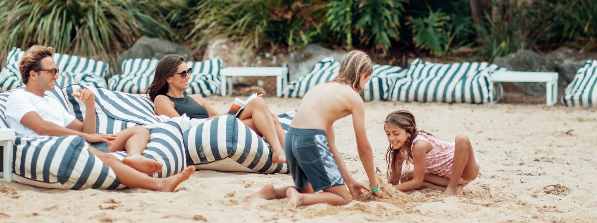 Family enjoying the lagoon beach
