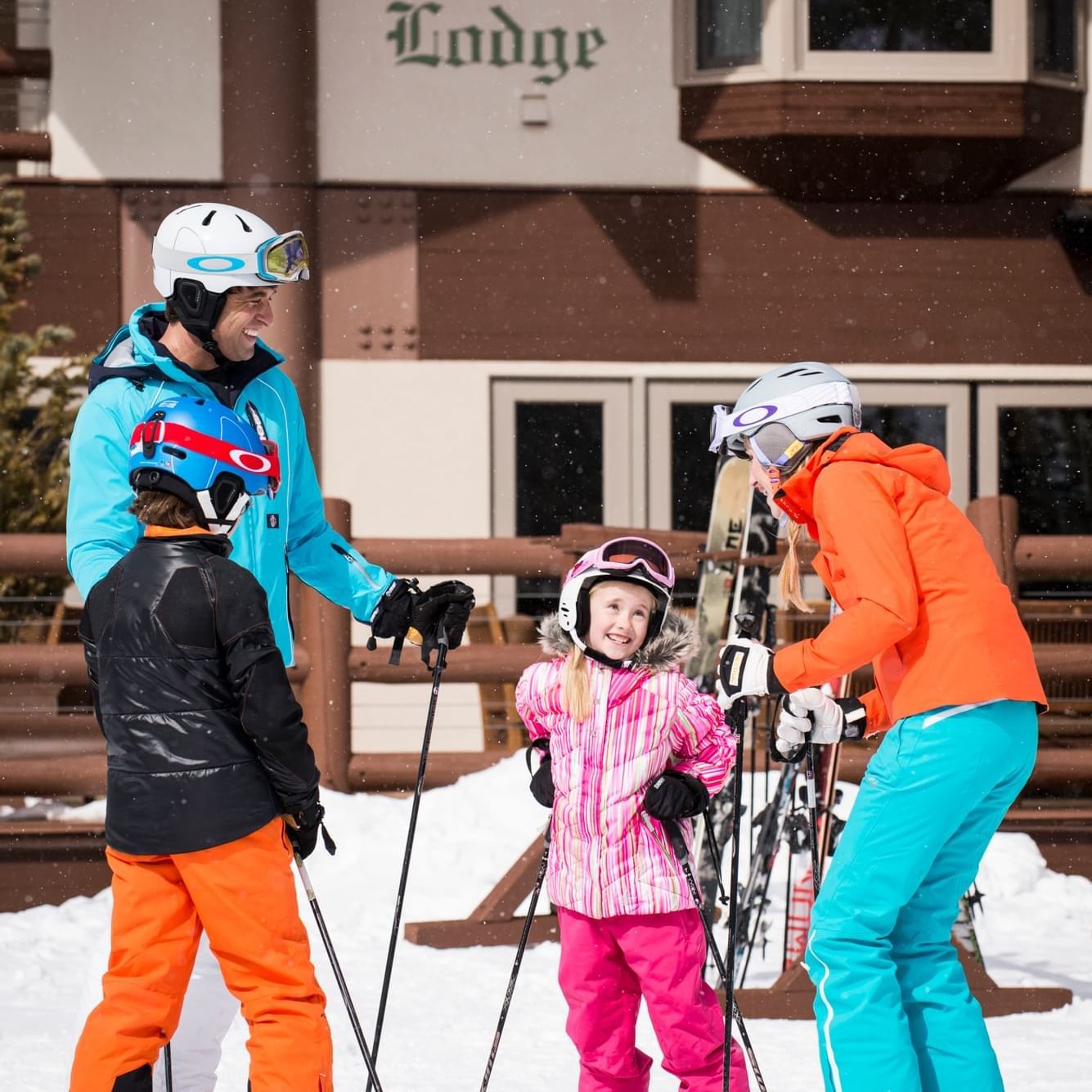 a family going skiing