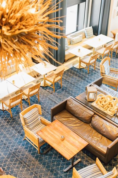 Dining & lounge area arranged in Trade Restaurant & Lounge at Hotel Republic San Diego