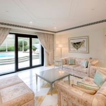 The living room in Royal Versace Villa at Palazzo Versace Dubai