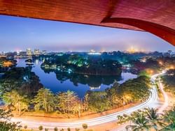 Aerial view of Kandawgyi Lake near Chatrium Royal Lake Yangon 