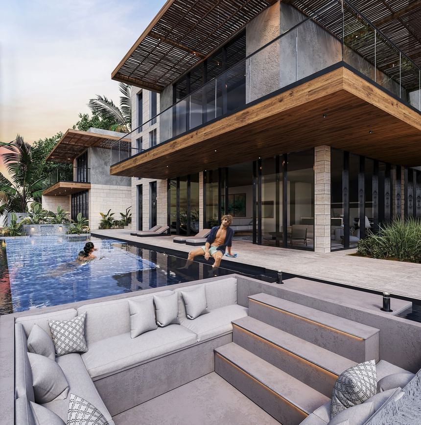 Modern luxury Agora Villa with private pool, balcony, and stunning tropical surroundings at A'ila Villas