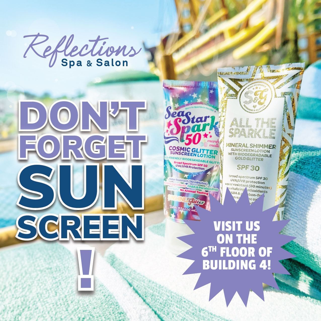 Don't Forget Sun Screen poster used at Lake Buena Vista Resort Village & Spa