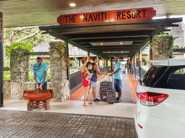 Guests arriving by the main entrance at Naviti Resort