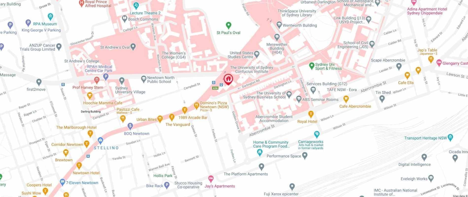 University of Sydney - Regiment Student Accommodation Map